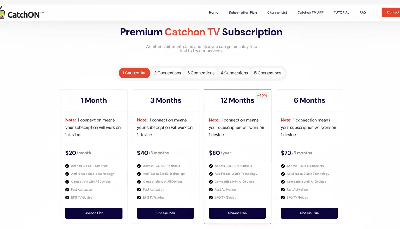 CatchOn TV subscription pricing plans